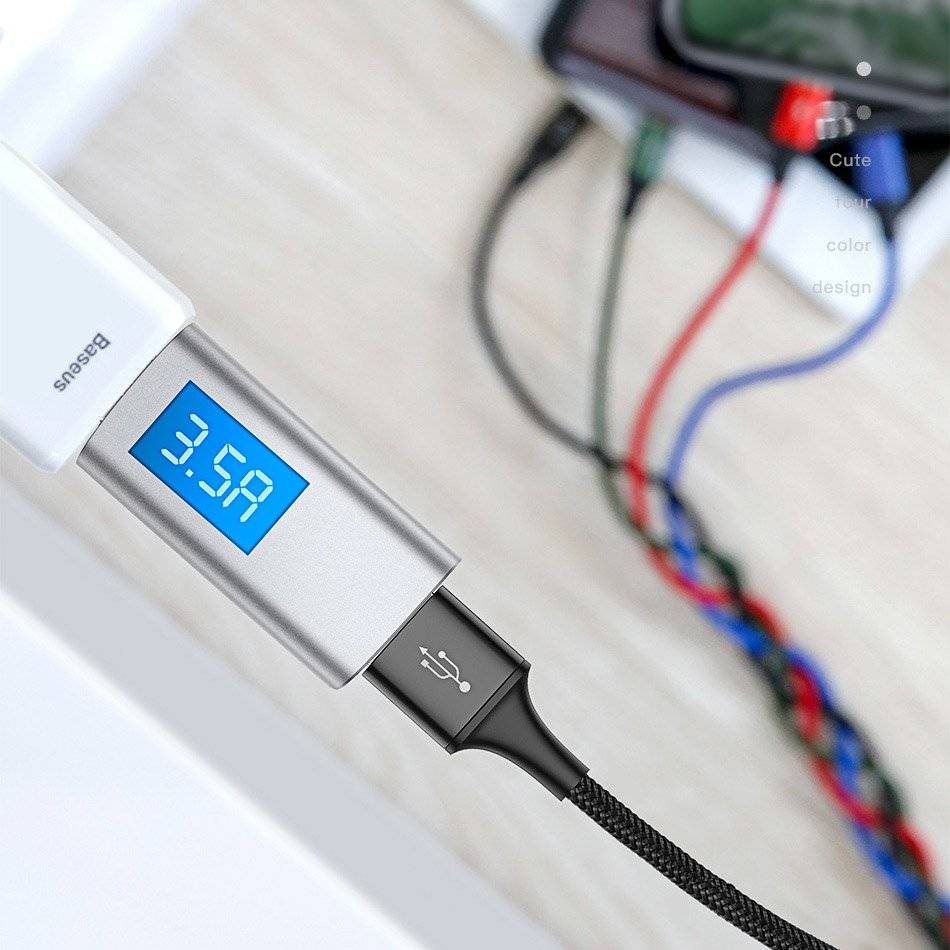 کابل تبدیل USB به لایتنینگ/ microUSB/ USB-C باسئوس مدل CA1T4-B01 طول 1.2 متر
