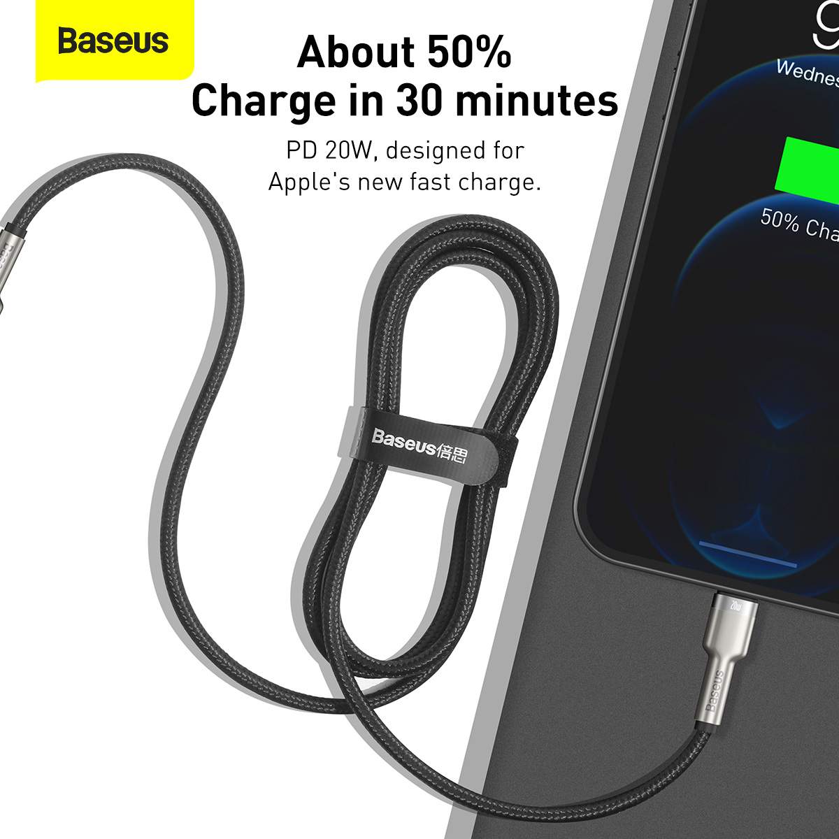 کابل تبدیل USB-C به لایتنینگ باسئوس مدل CATLJK-A01 طول 1 متر