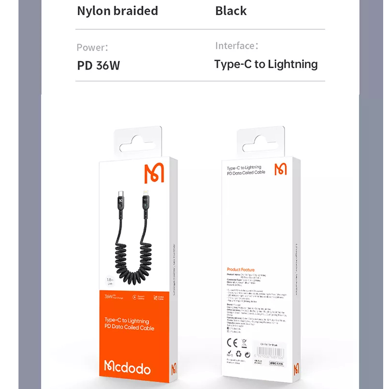 کابل تبدیل USB-C به لایتنینگ مک دودو مدل CA-1960 طول 1.8 متر