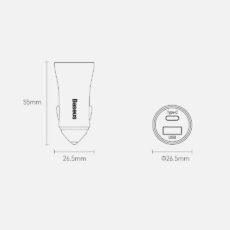 شارژر فندکی باسئوس مدل tzccjd-0g به همراه کابل تبدیل USB-C