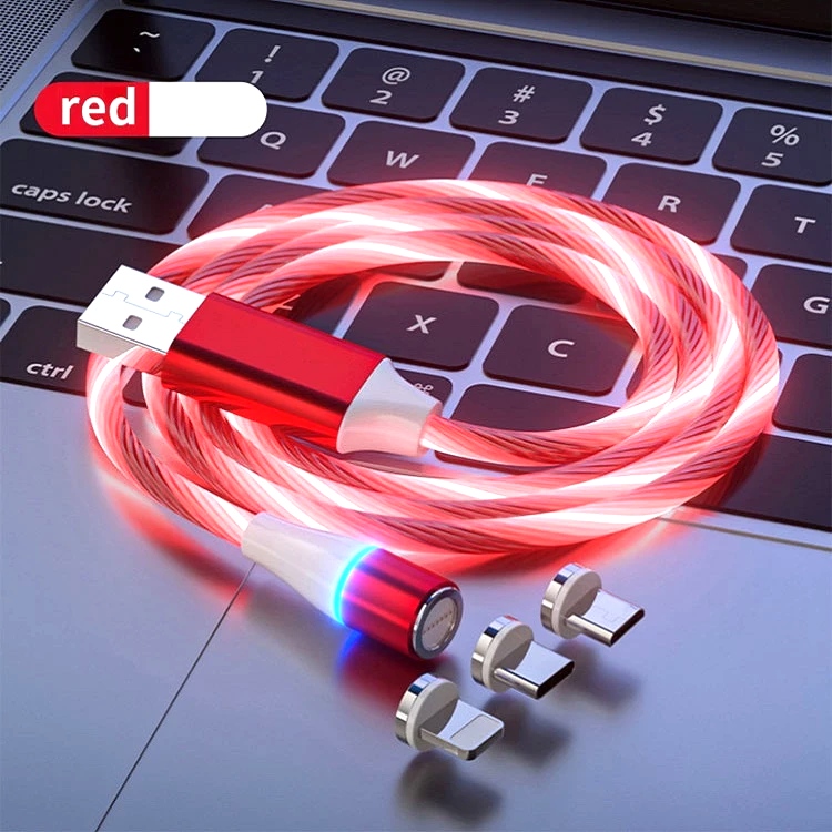 کابل تبدیل مغناطیسی USB به MicroUSB / USB-C / لایتنینگ مدل RGB 1x3 طول 1 متر