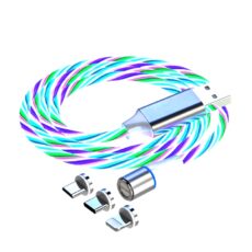 کابل تبدیل مغناطیسی  USB به MicroUSB / USB-C / لایتنینگ مدل  RGB  1×3 طول 1 متر