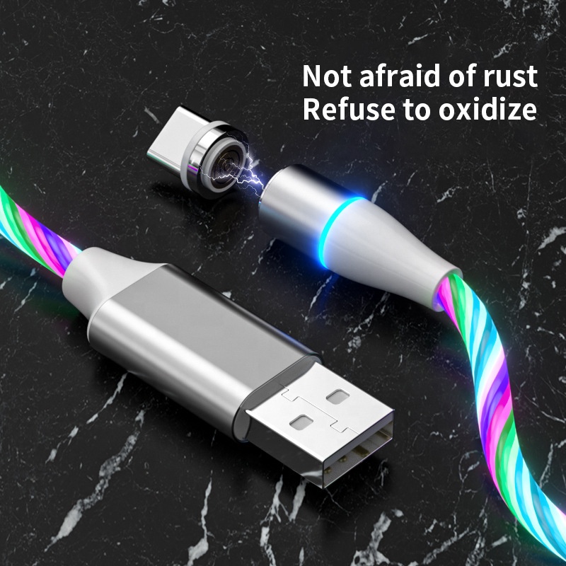 کابل تبدیل مغناطیسی USB به MicroUSB / USB-C / لایتنینگ مدل 1x3 LED طول 1 متر