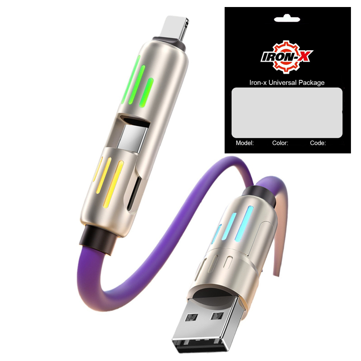 کابل تبدیل USB/USB-C به لایتنینگ/USB-C آیرون ایکس مدل SUPERFAST240W 4IN1 طول 1 متر