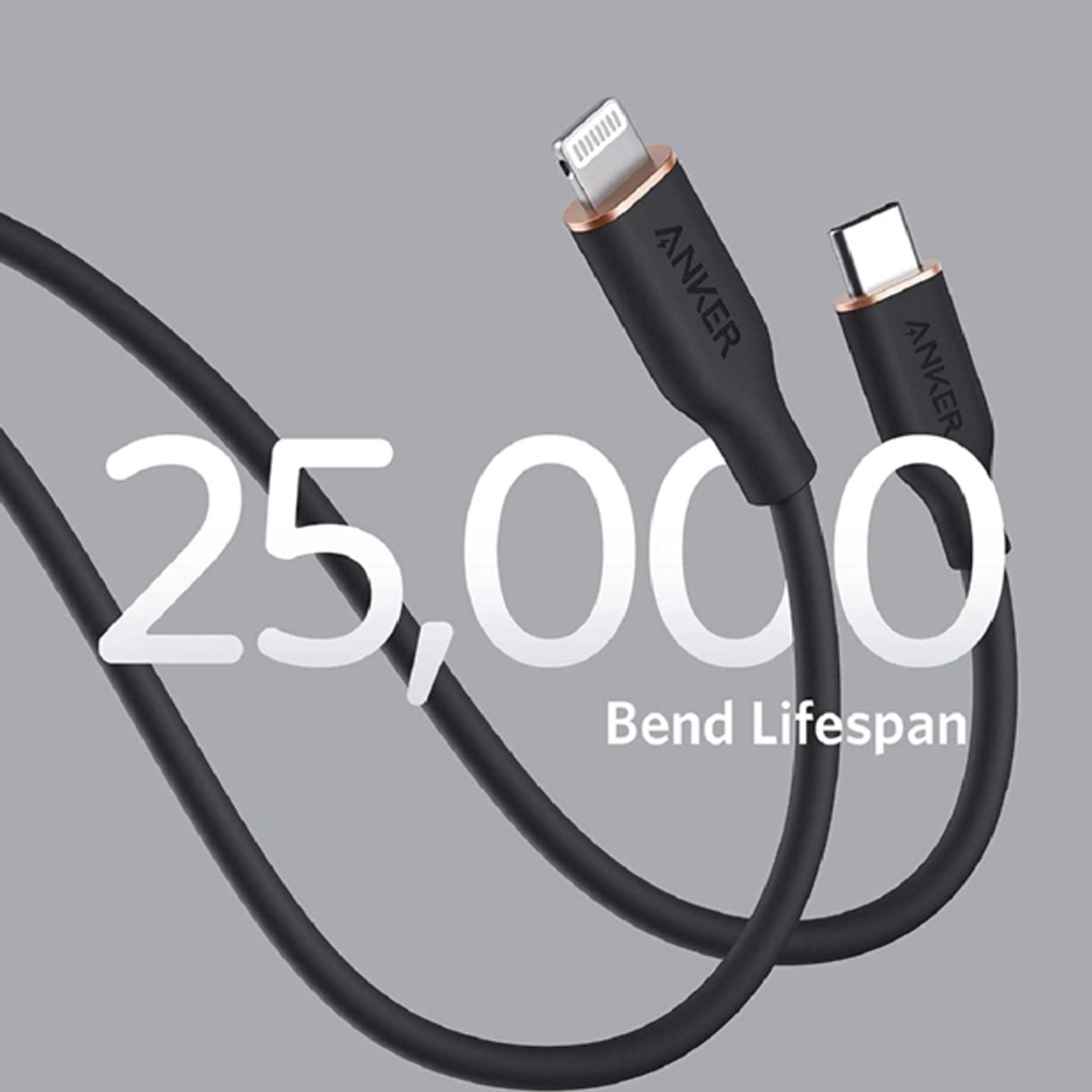 کابل تبدیل USB-C به لایتنینگ انکر مدل Powerline III Flow A8662 طول 0.9 متر