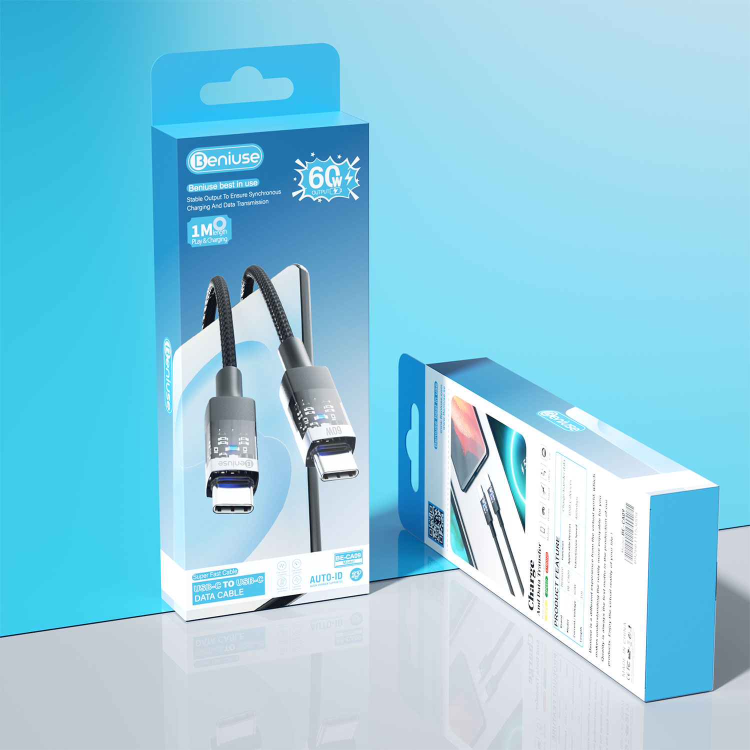 کابل USB-C بنیوس مدل BE-CA09 طول 1متر