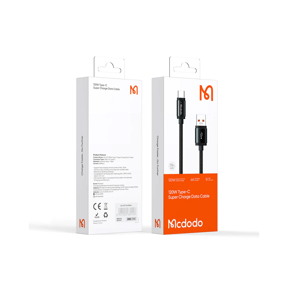کابل تبدیل USB به USB-C مک دودو مدل CA-4730 طول 1.5 متر