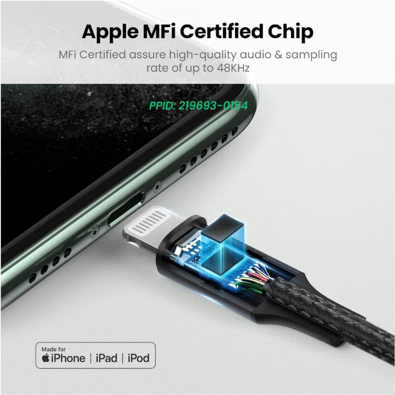 مبدل Lightning به جک 3.5mm یوگرین مدل US315-70509 طول 1 متر