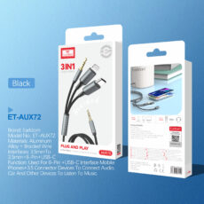 کابل تبدیل AUX به لایتنینگ / USB-C / AUX ارلدام مدل AUX72 طول 1.2 متر