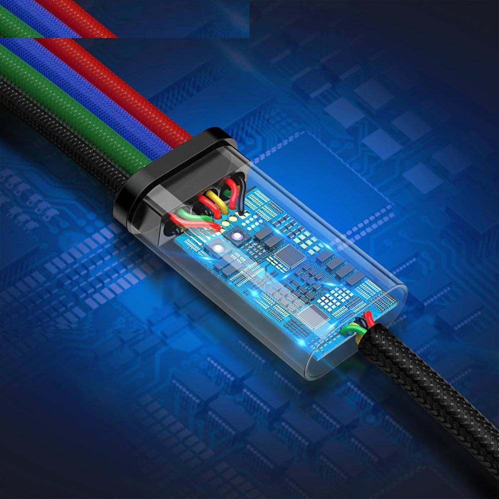 کابل تبدیل USB به لایتنینگ/ microUSB/ USB-C باسئوس مدل CA1T4-B01 طول 1.2 متر