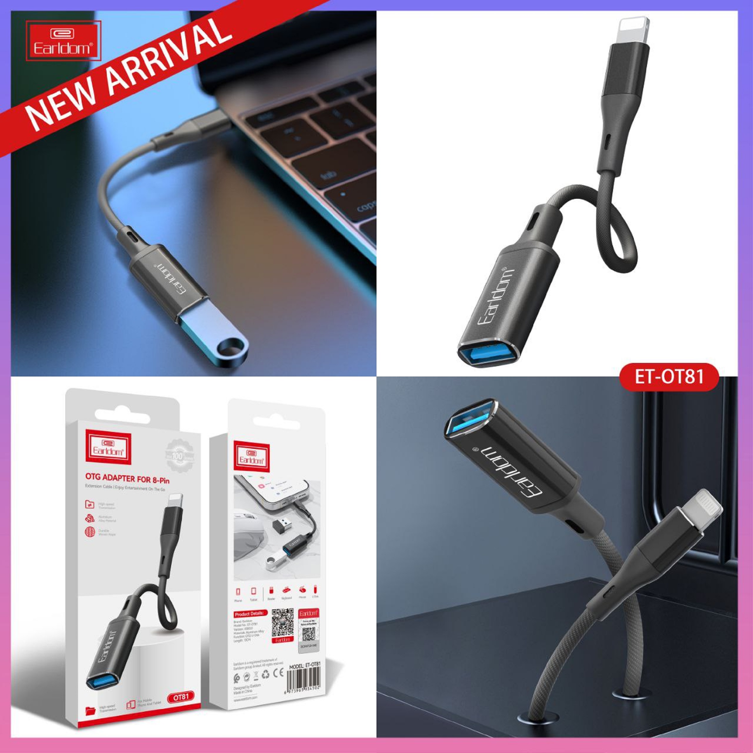 مبدل USB 3.0 به لایتنینگ ارلدام مدل ET-OT81