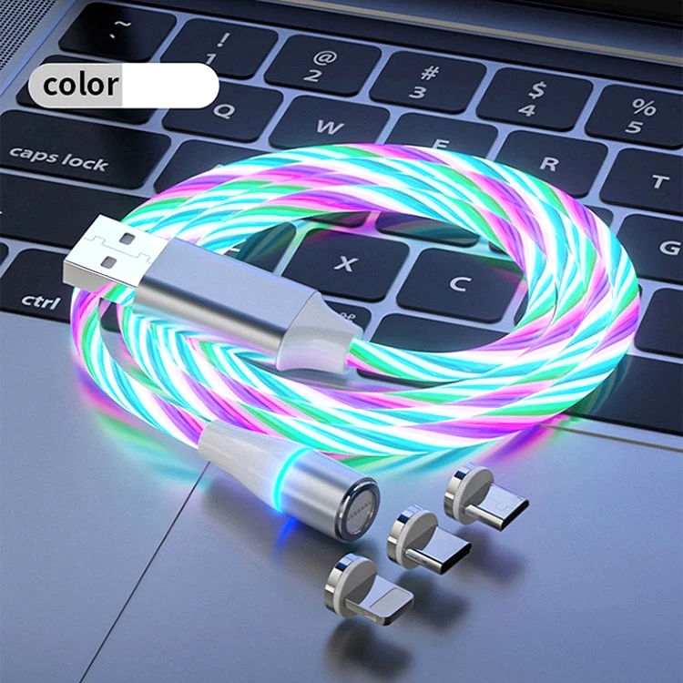 کابل تبدیل مغناطیسی USB به MicroUSB / USB-C / لایتنینگ مدل RGB 1x3 طول 1 متر