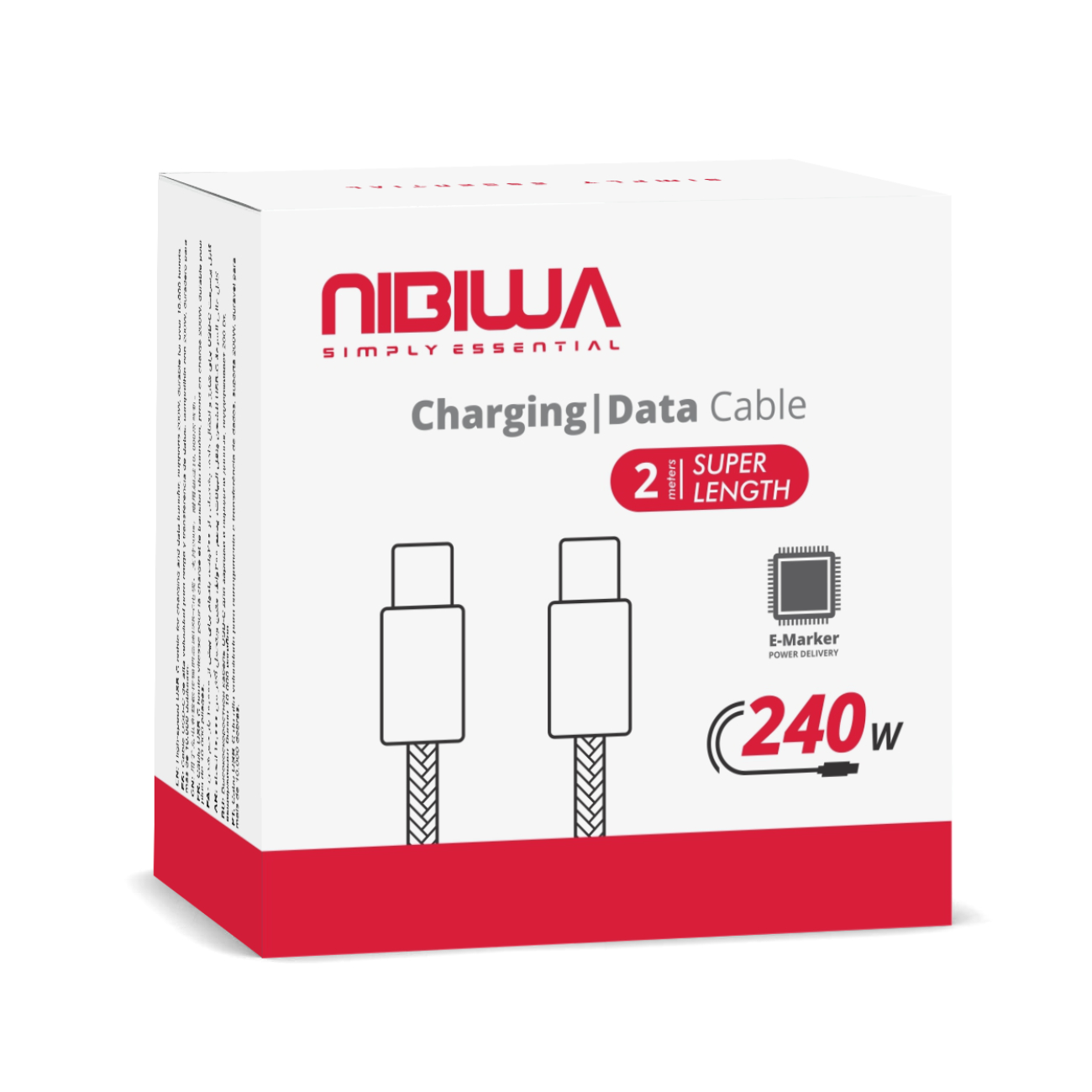 کابل تبدیل USB-C نیبیوا مدل Fast Charge 240 Watt طول 2 متر