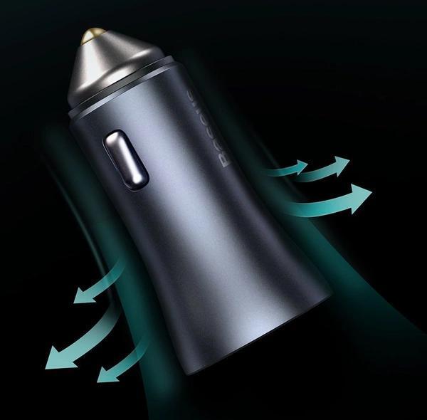 شارژر فندکی باسئوس مدل tzccjd-0g به همراه کابل تبدیل USB-C