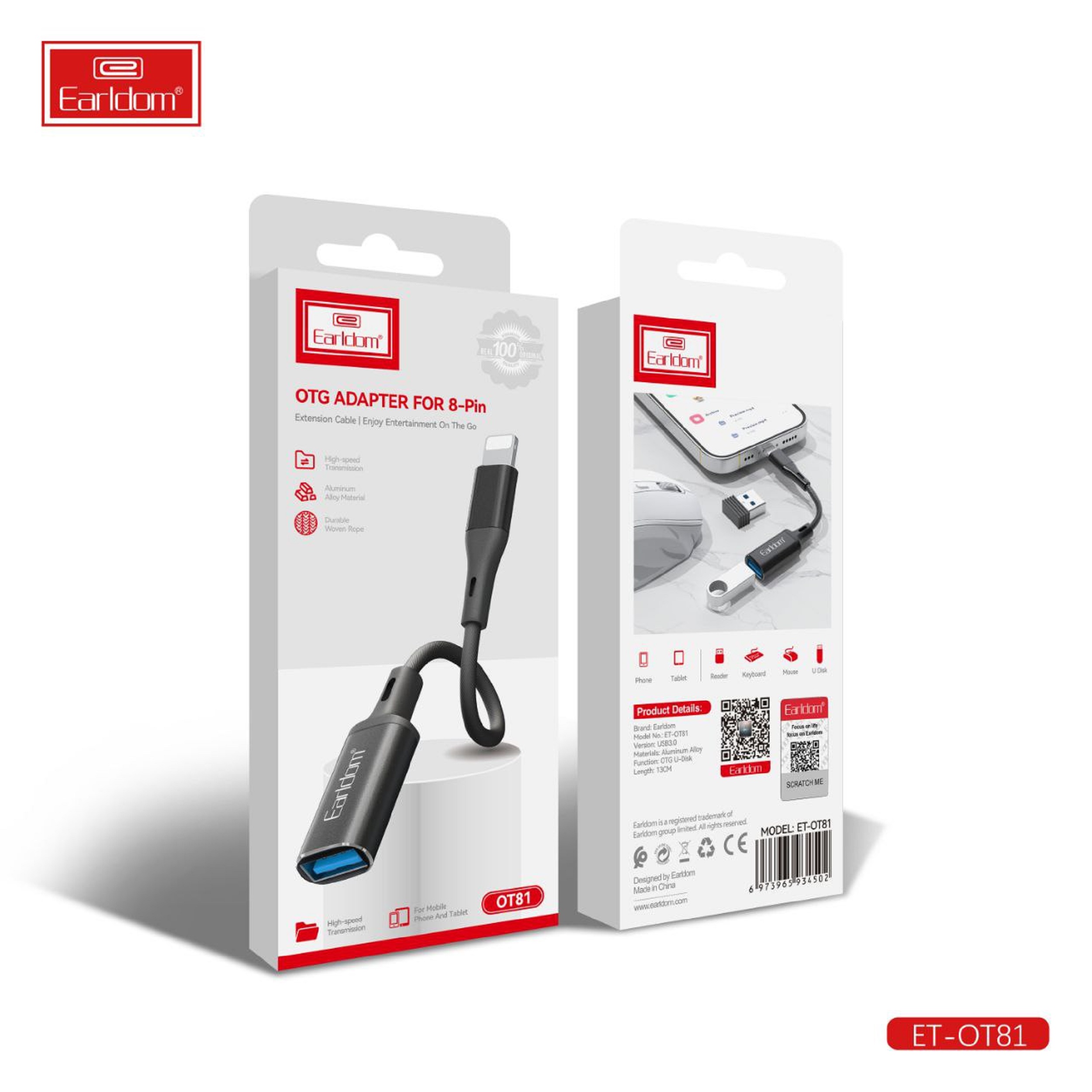 مبدل USB 3.0 به لایتنینگ ارلدام مدل ET-OT81