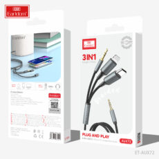 کابل تبدیل AUX به لایتنینگ / USB-C / AUX ارلدام مدل AUX72 طول 1.2 متر