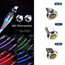 کابل تبدیل مغناطیسی  USB به MicroUSB / USB-C / لایتنینگ مدل  RGB  1x3 طول 1 متر