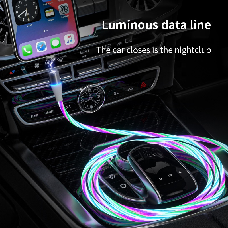 کابل تبدیل مغناطیسی USB به MicroUSB / USB-C / لایتنینگ مدل 1x3 LED طول 1 متر
