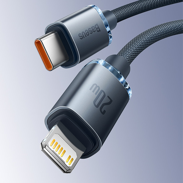 کابل تبدیل USB-C به لایتنینگ باسئوس مدل Crystal Shine Series طول 1.2 متر