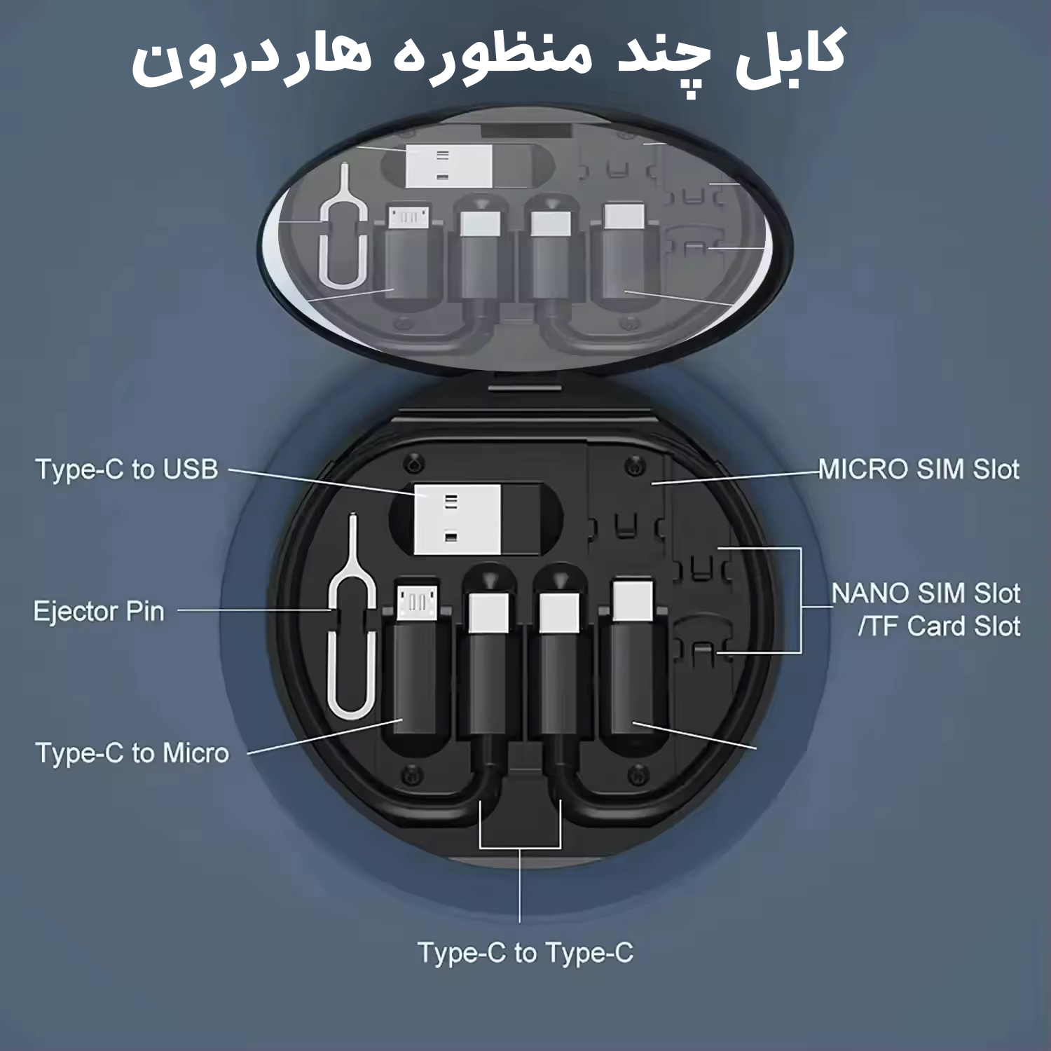 کابل تبدیل USB-C/USB به Lightning/USB-C/Micro USB هاردرون مدل TCRA 1600 طول 0.3 متر