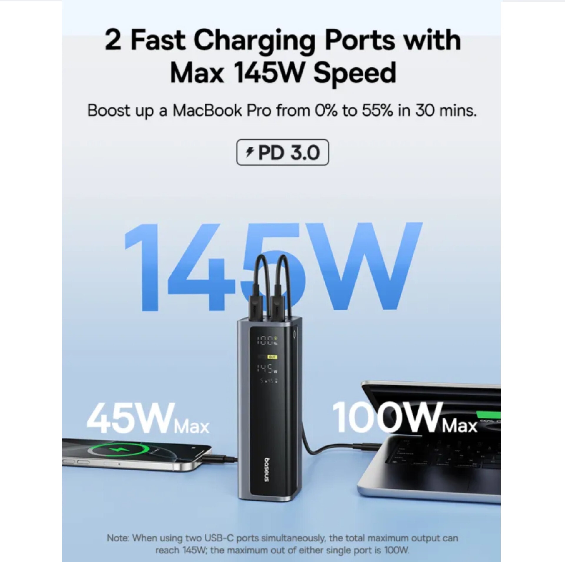 پاوربانک بیسوس مدل EnterGeek GP12 145w ظرفیت 20800 میلی آمپر ساعت