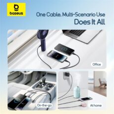 کابل تبدیل USB به لایتنینگ/USB-C/micro-USB بیسوس مدل Ultra-Fast 3.5A طول 1.3 متر