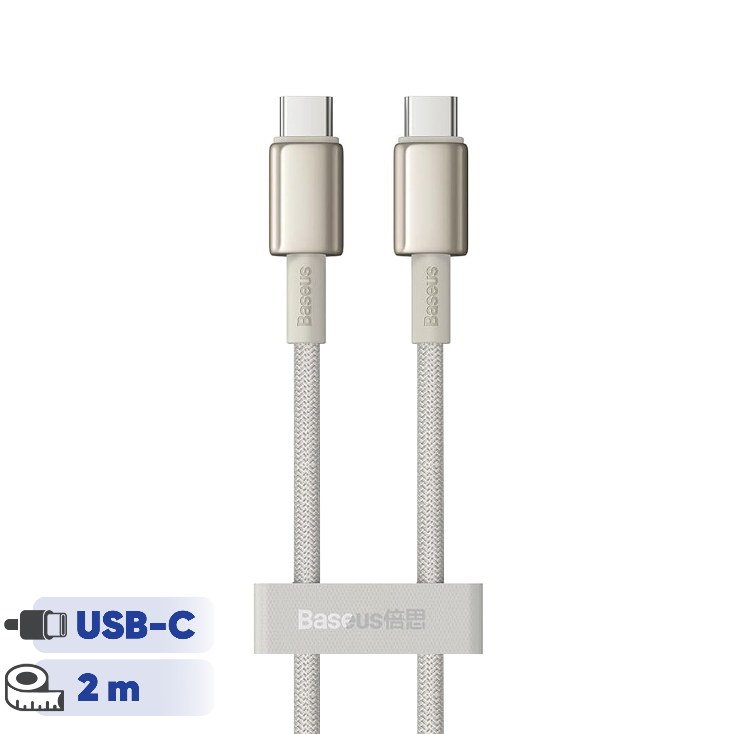 کابل تبدیل USB-C بیسوس مدل Tungsten Gold (100W) طول 2 متر