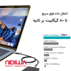 کابل USB-C نیبیوا مدل USB4 V2 ThunderBolt 5 طول 1 متر