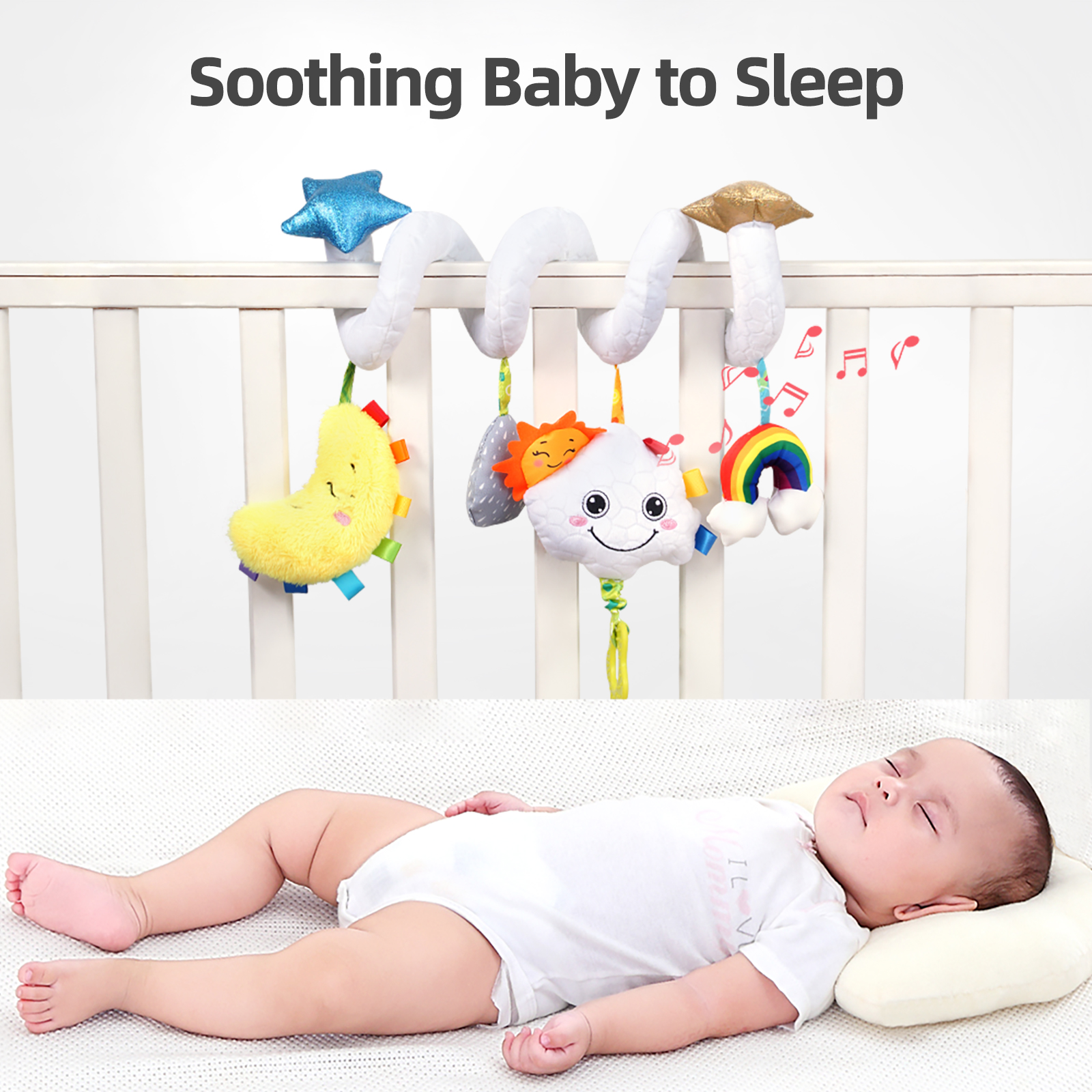 آویز تخت کودک جولی بی بی مدل WLTH8256J طرح ابر و ماه