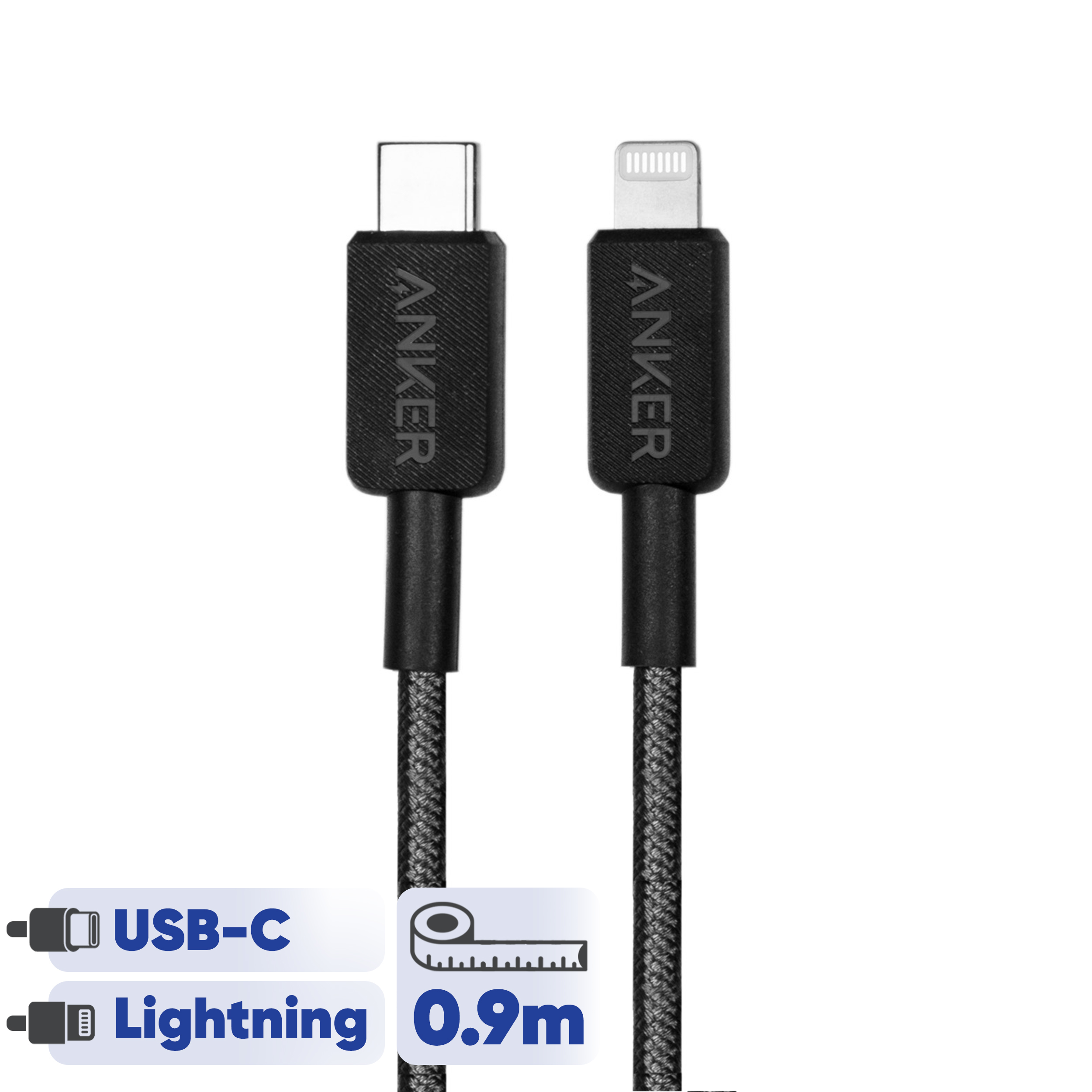 کابل تبدیل USB-C به لایتنینگ انکر مدل A81B5H11 طول 0.9 متر
