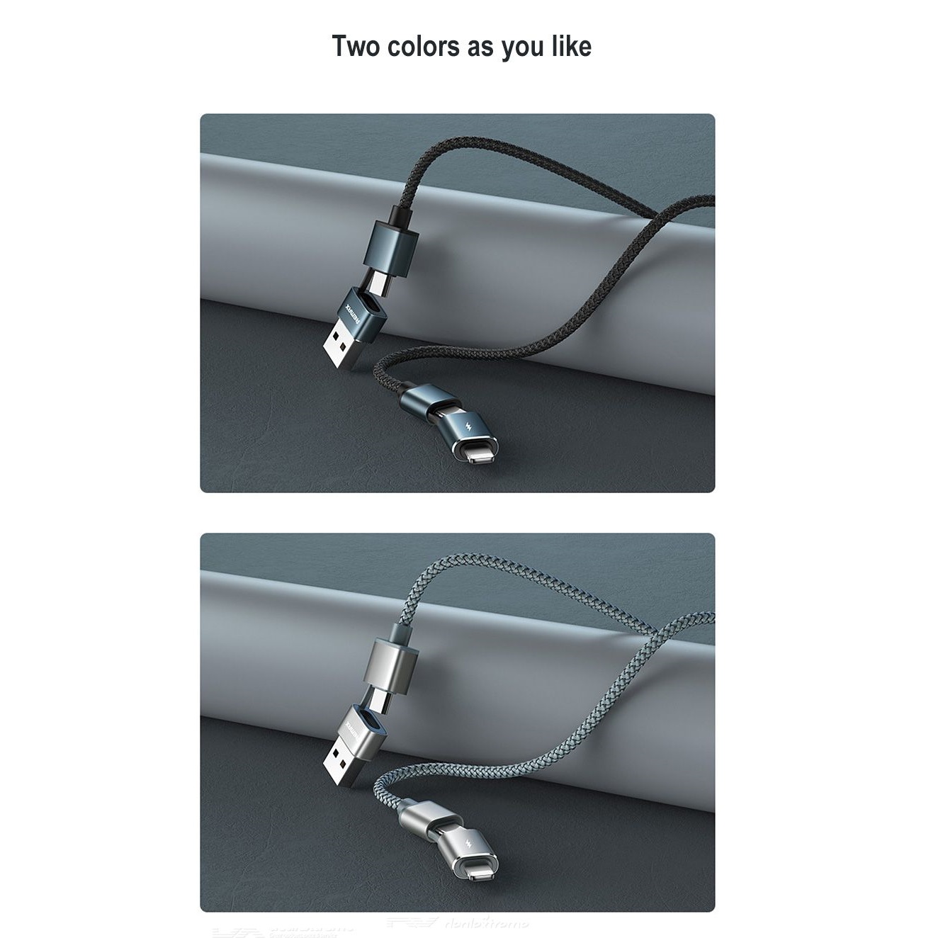 کابل تبدیل USB/USB-C به USB-C / لایتنینگ ریمکس مدل RC-020T طول 1 متر