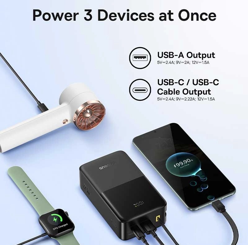 پاوربانک 22 وات بیسوس مدل EnerFill FC51 Bipow 2 Pro ظرفیت 30000 میلی‌آمپرساعت