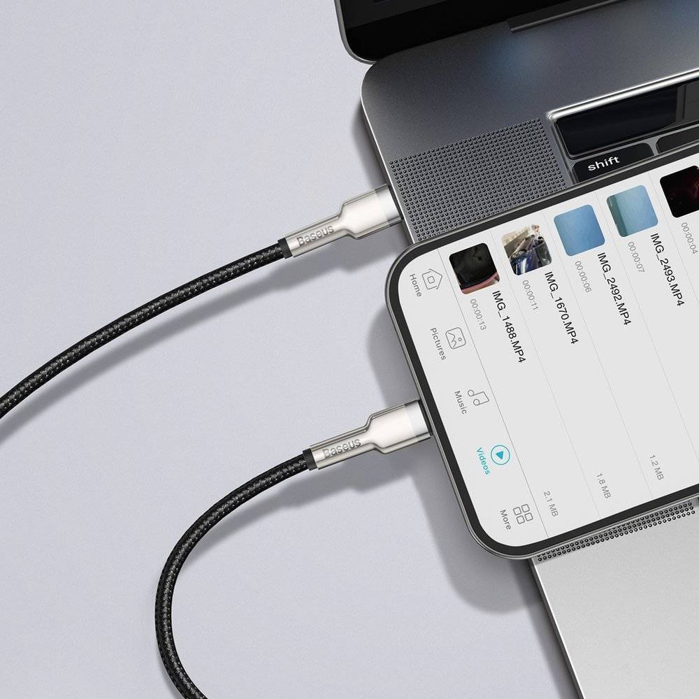 کابل تبدیل USB-C به لایتنینگ باسئوس مدل Cafule Metal 20W طول 1 متر