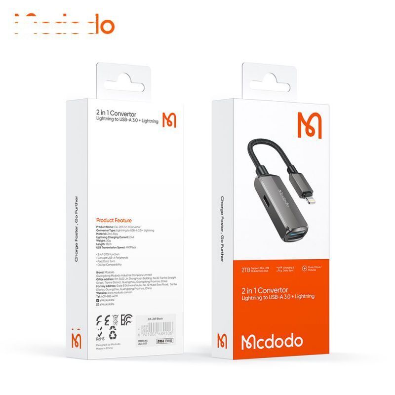 مبدل لایتنینگ به USB3.0 / لایتنینگ مک دودو مدل CA269