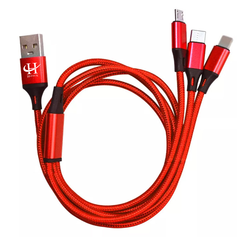 کابل تبدیل USB به microUSB/لایتنینگ/USB-C هارمن مدل ONLY CHARGE طول 1 متر