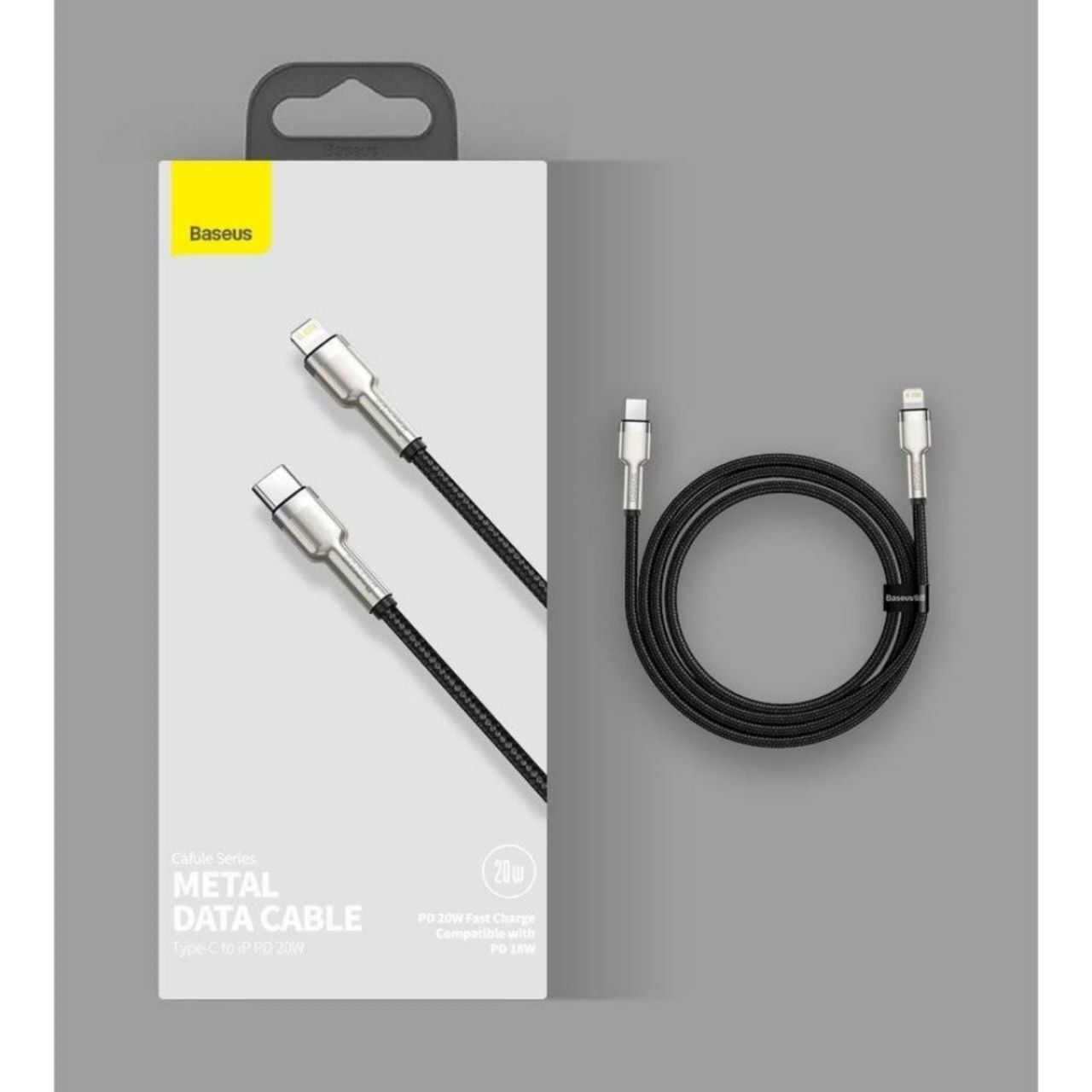 کابل تبدیل USB-C به لایتنینگ باسئوس مدل Cafule Metal 20W طول 1 متر