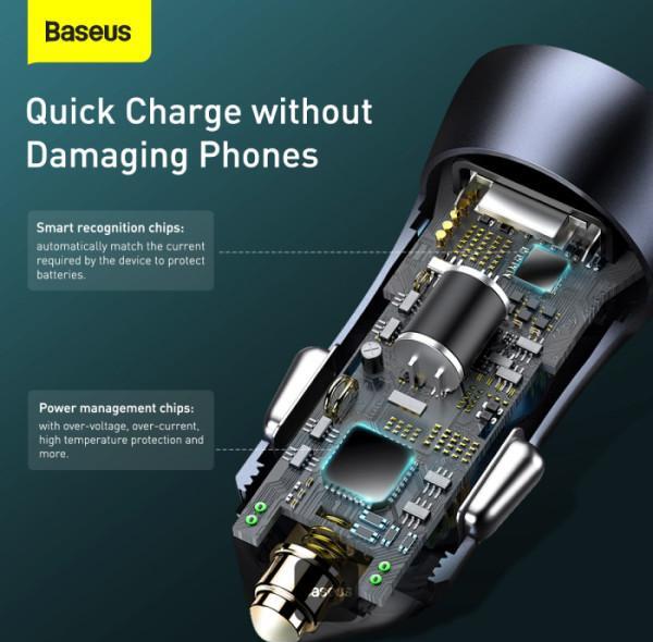 شارژر فندکی باسئوس مدل tzccjd-0g به همراه کابل تبدیل USB-C
