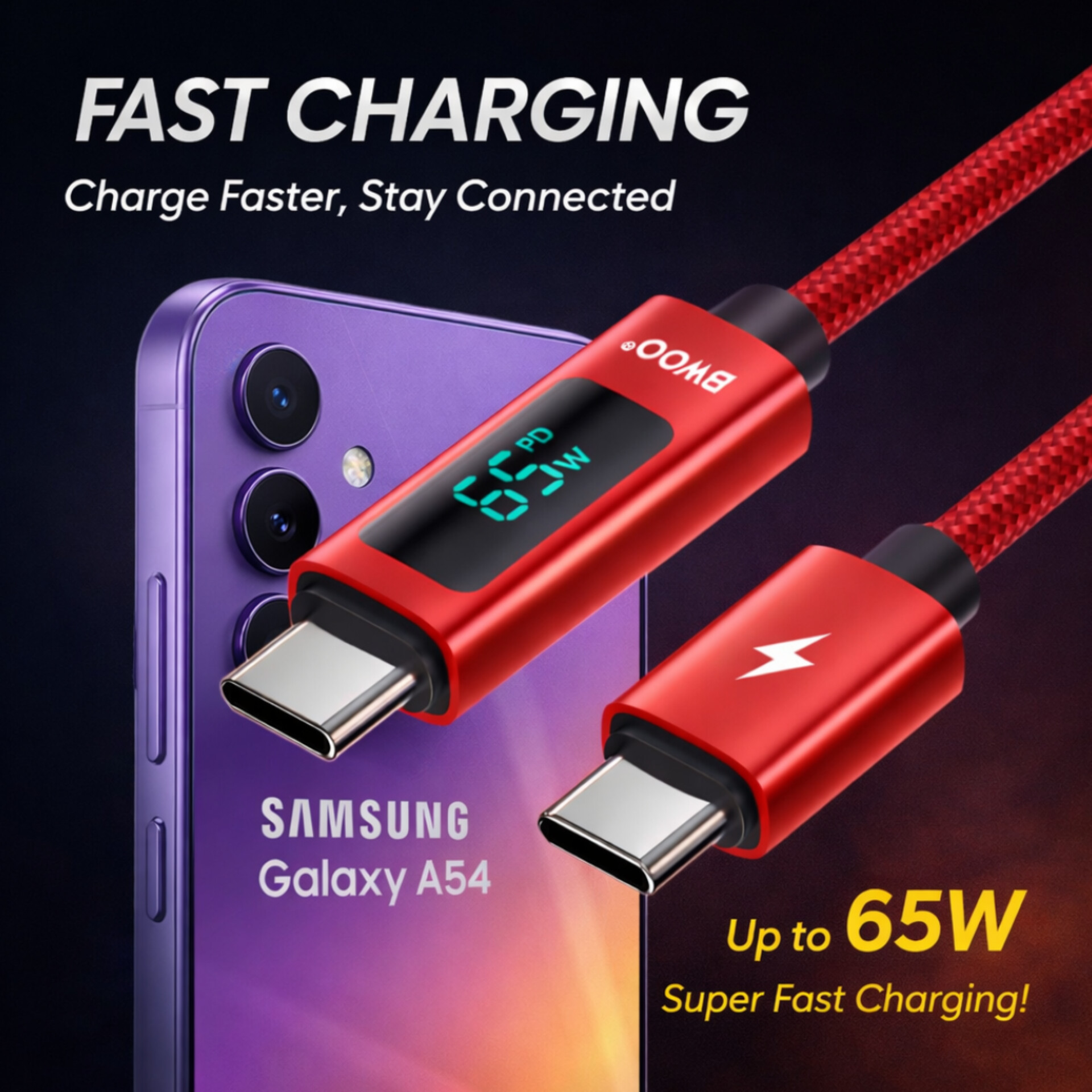 کابل تبدیل USB-C بوو مدل Galaxy-A54 طول 1 متر