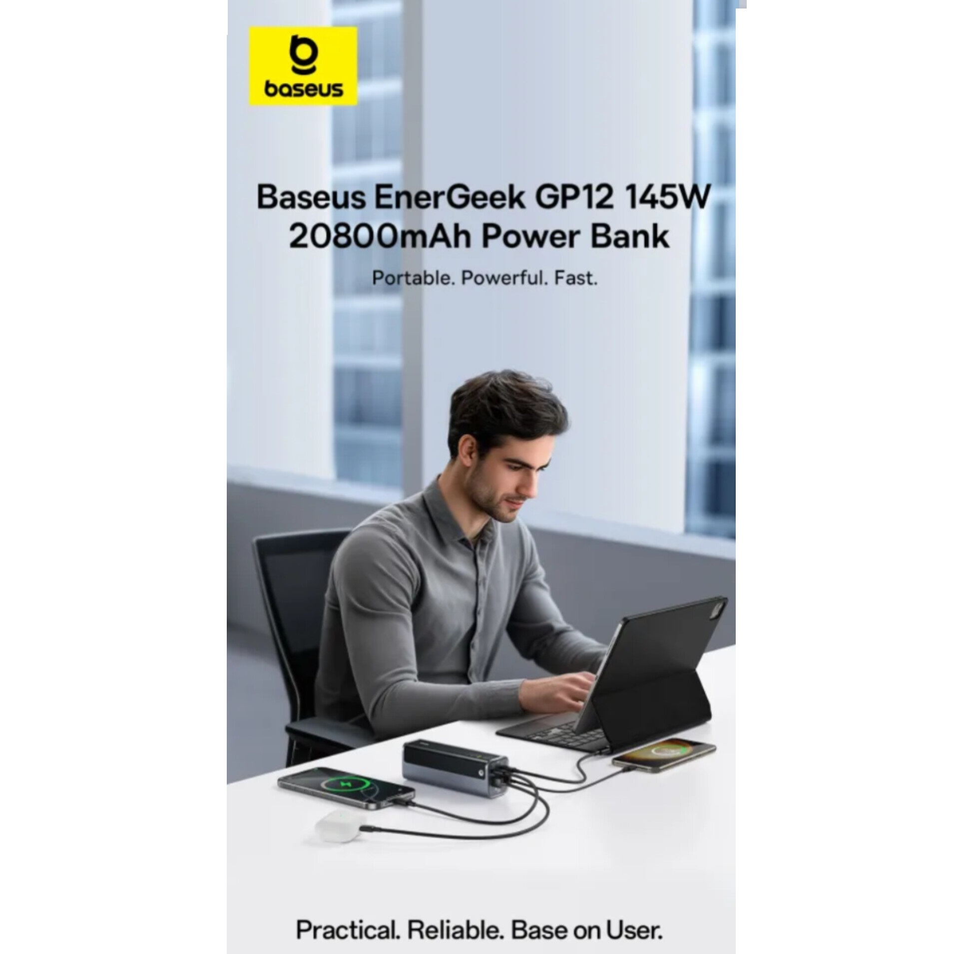 پاوربانک بیسوس مدل EnterGeek GP12 145w ظرفیت 20800 میلی آمپر ساعت