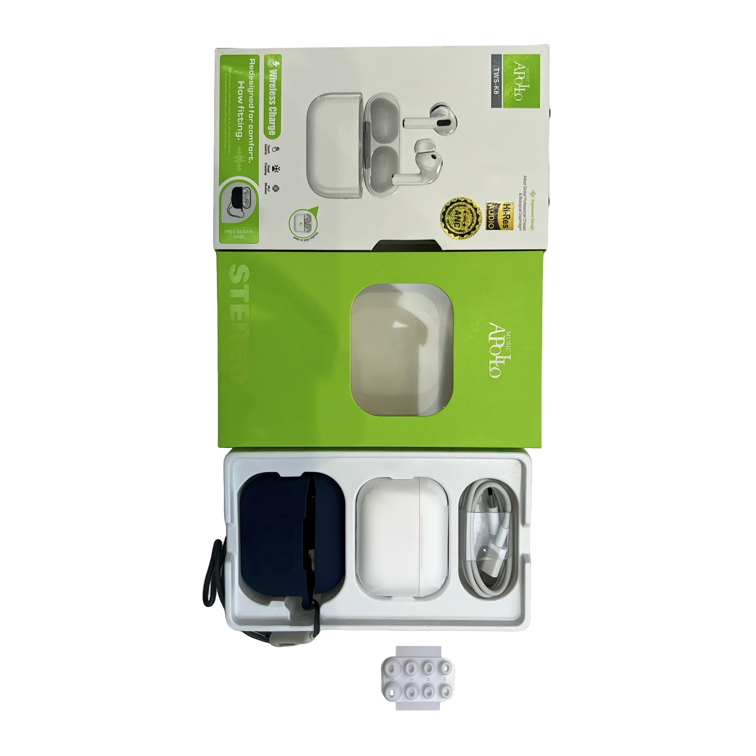 هدفون بلوتوثی موزیک آپولو مدل TWS-K8 ANC PRO3