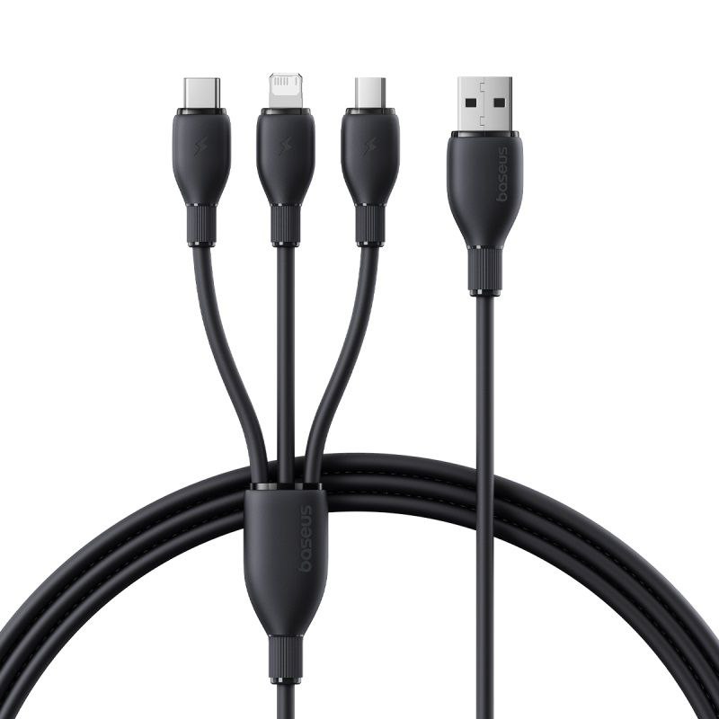 کابل تبدیل USB به لایتنینگ/USB-C/micro-USB بیسوس مدل Ultra-Fast 3.5A طول 1.3 متر