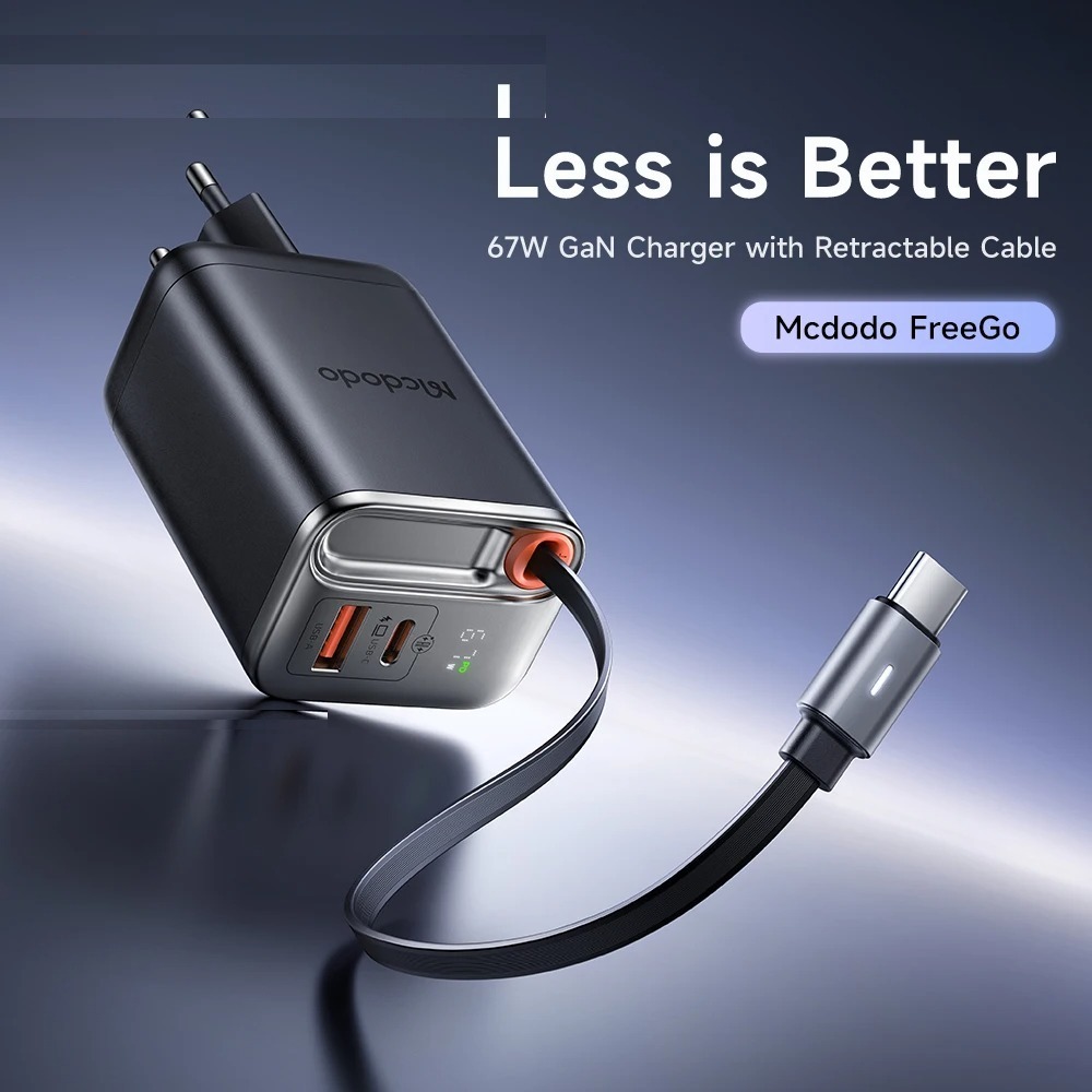 شارژر دیواری 67 وات مک دودو مدل CH-4100 به همراه کابل متصل به بدنه USB-C