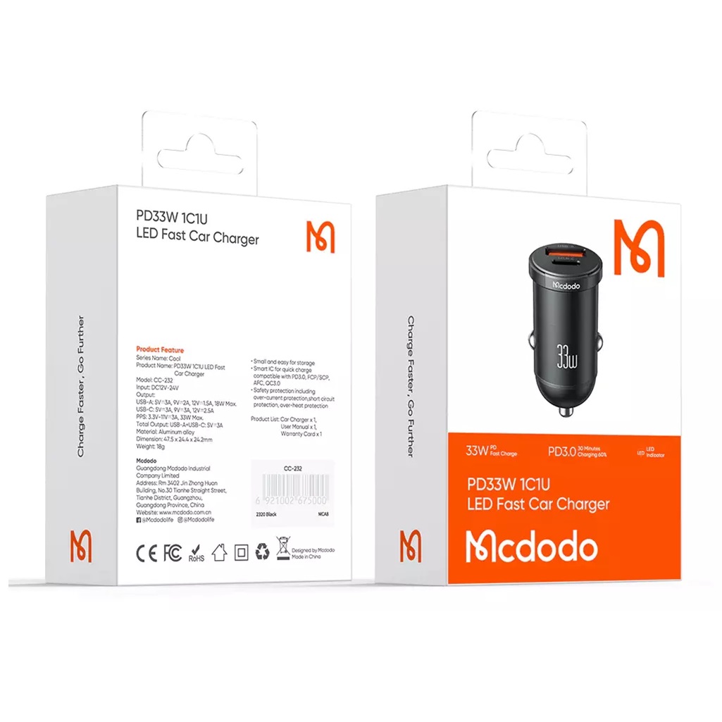 شارژر فندکی 33 وات مک دودو مدل c-c232