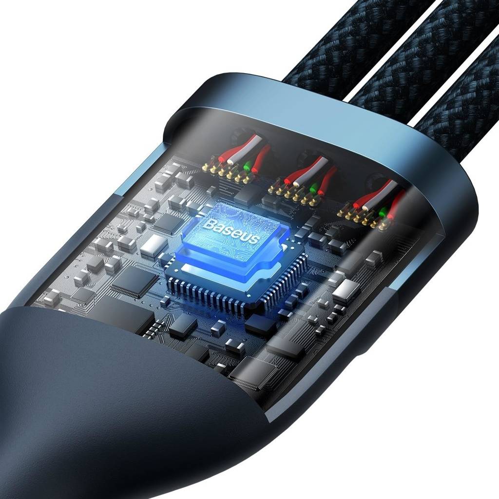 کابل تبدیل USB/USB-C به لایتنینگ/USB-C/micro-USB باسئوس مدل Flash Series 2-100W طول 1.2 متر
