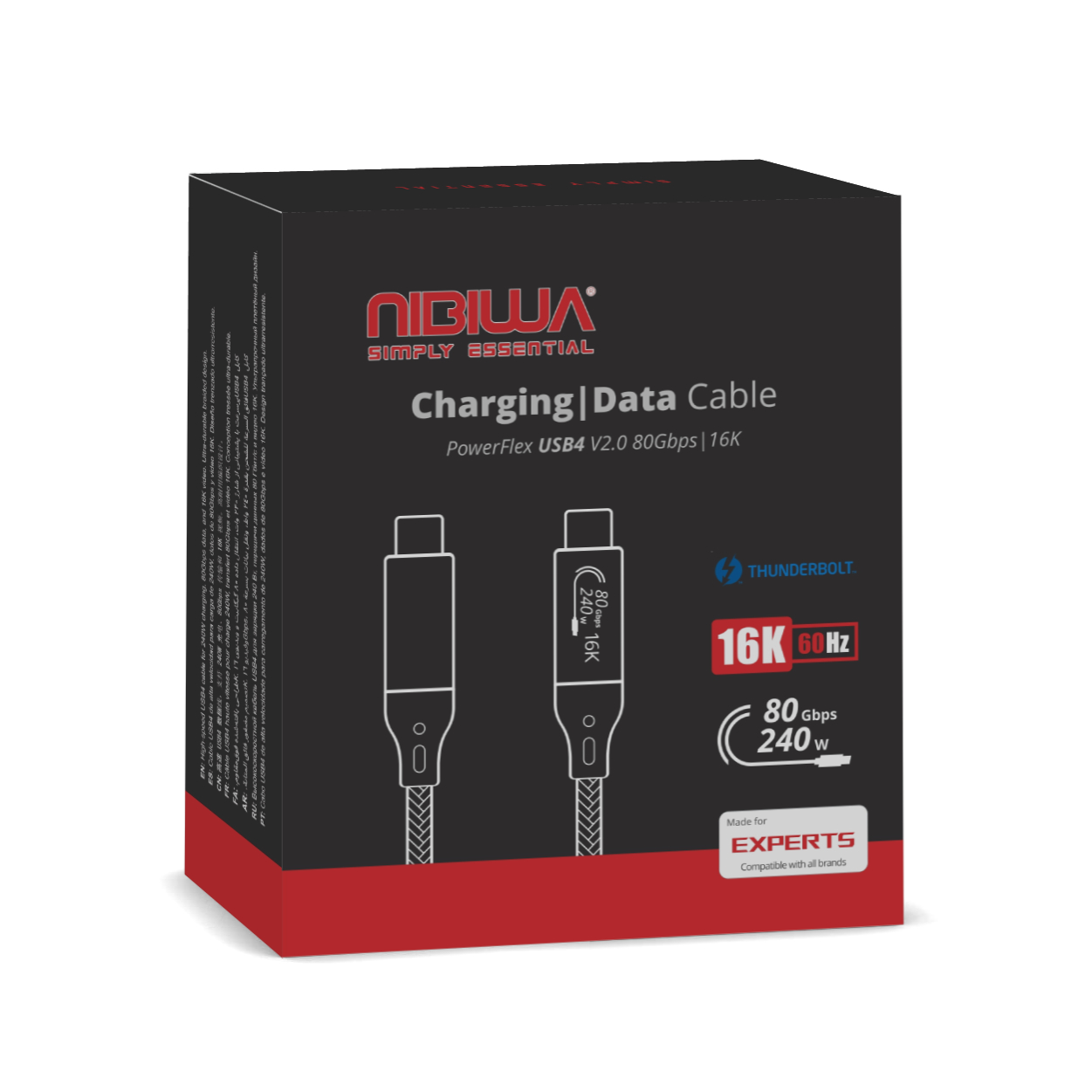 کابل USB-C نیبیوا مدل USB4 V2 ThunderBolt 5 طول 1 متر