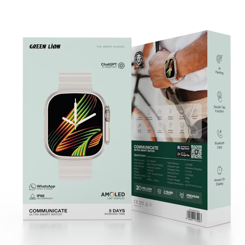 ساعت هوشمند 44 میلی متری گرین لاین مدل EMD COMMUNICATE ULTRA GNCOMSWABK با بند سیلیکونی