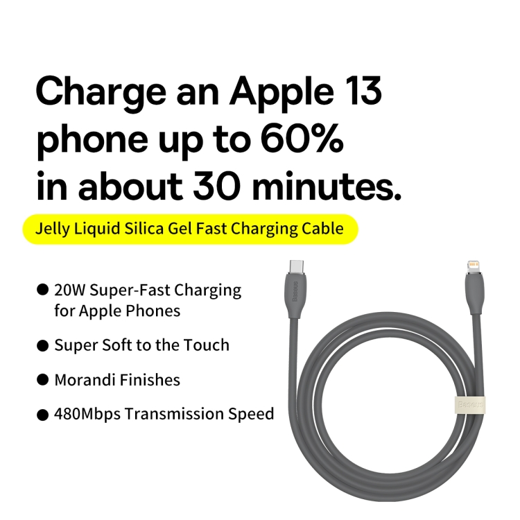کابل تبدیل لایتنینگ به USB-C باسئوس مدل Jelly Liquid Silica Gel طول 1.2 متر