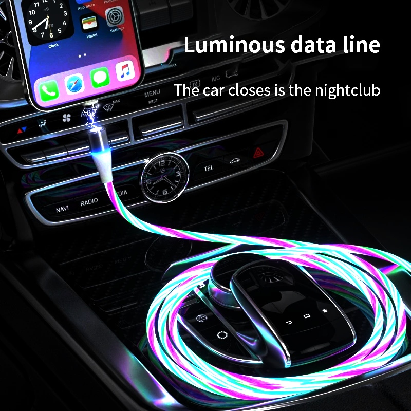 کابل تبدیل مغناطیسی USB به MicroUSB / USB-C / لایتنینگ مدل RGB 1x3 طول 1 متر