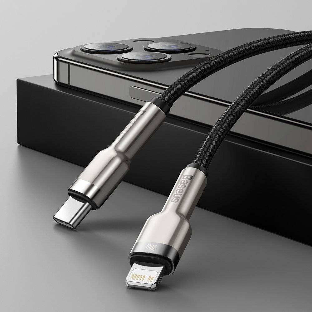 کابل تبدیل USB-C به لایتنینگ باسئوس مدل Cafule Metal 20W طول 1 متر