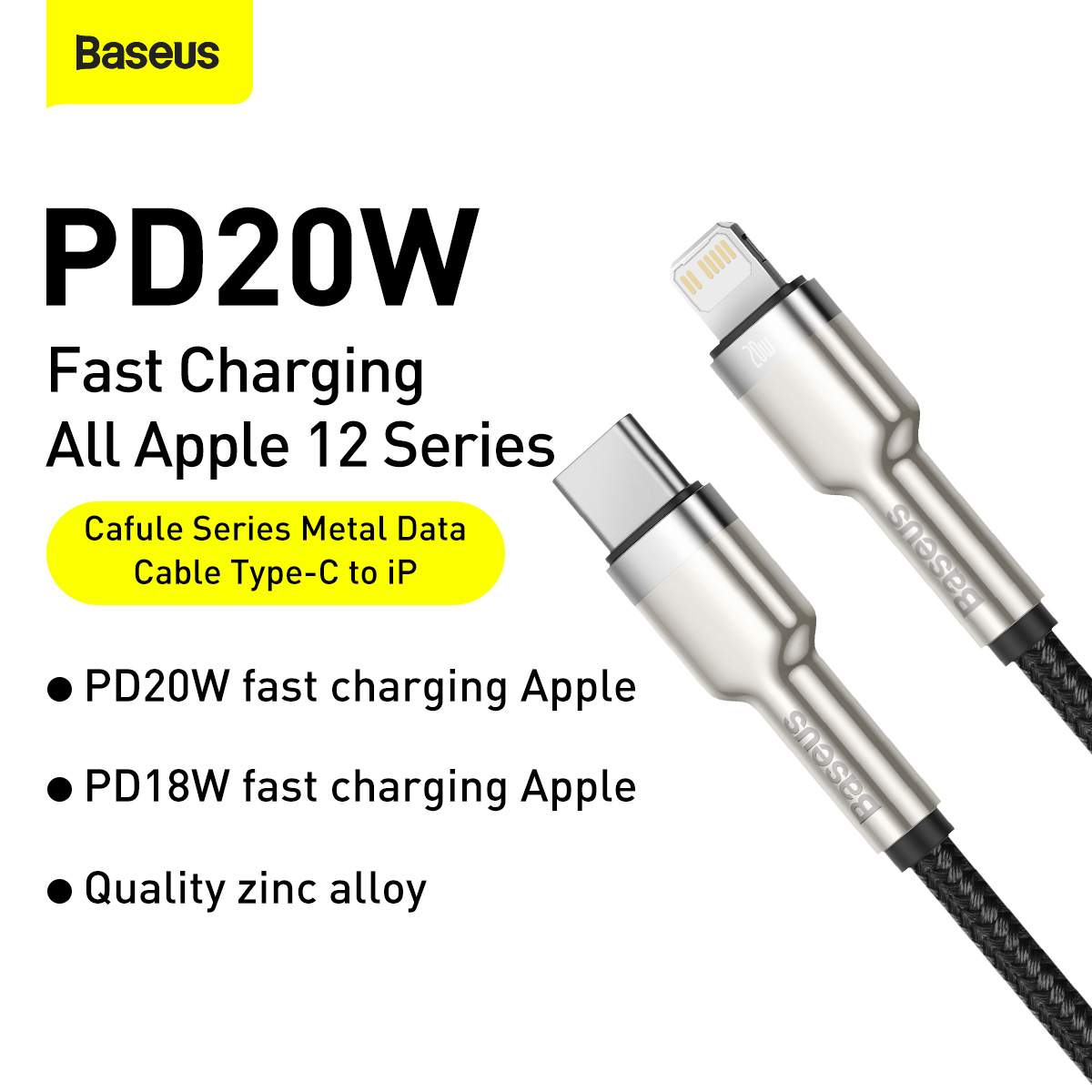 کابل تبدیل USB-C به لایتنینگ باسئوس مدل CATLJK-A01 طول 1 متر